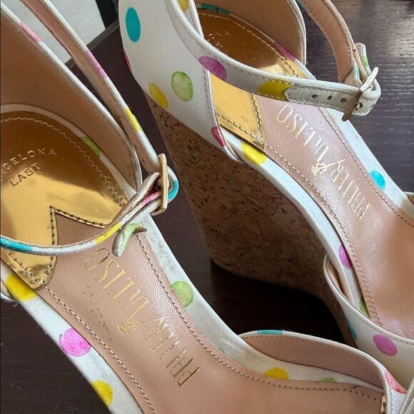 Colorful Polka Dot Wedge Sandals - Picture 2 of 5